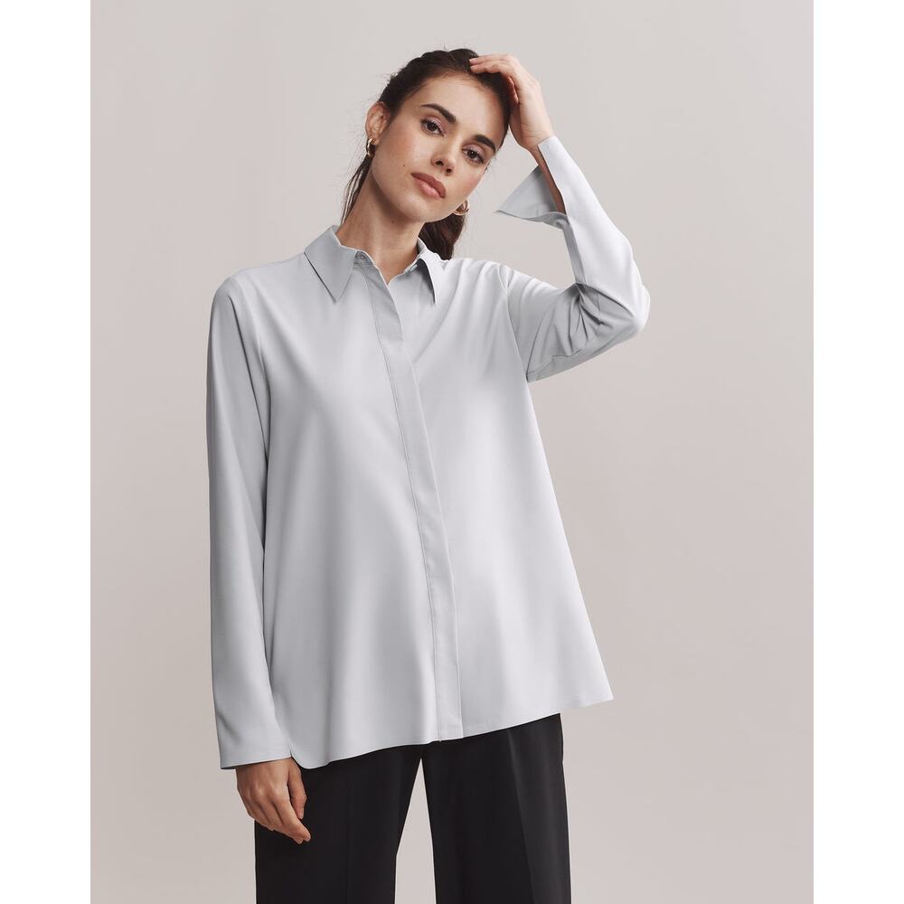 Rhone shirt women mirage button up blouse gray preppy office business casual M